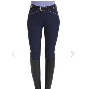 Dover Wellesley Piped Knee Patch Women's Breeches Size 26 Blue, Purple Piping